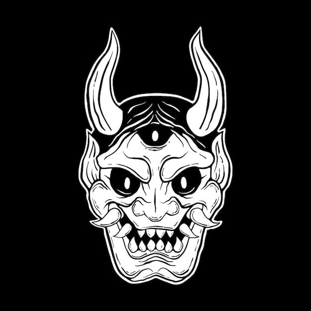 Devil mask with hand drawing style Free Vector