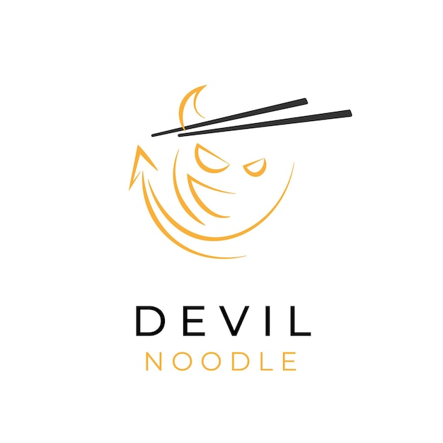 Devil Noodle Line Art Abstract Illustration Logo