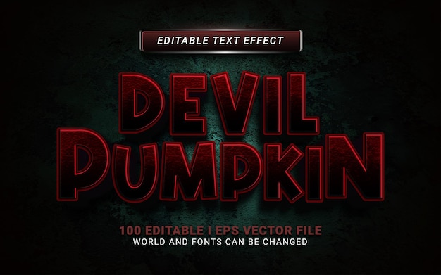 Devil pumpkin text effect for halloween background