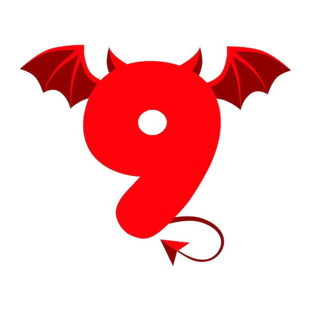 Devil red 9 number with wings for ui games