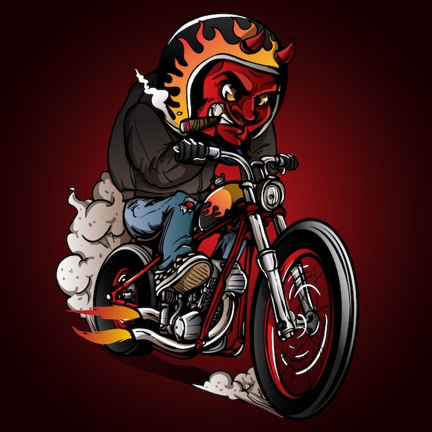 Devil riders riding a classic chopper bike