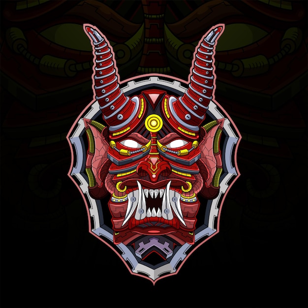 Devil robot head esport mascot logo