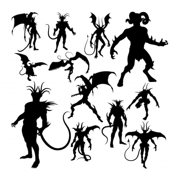 Vector devil silhouettes.