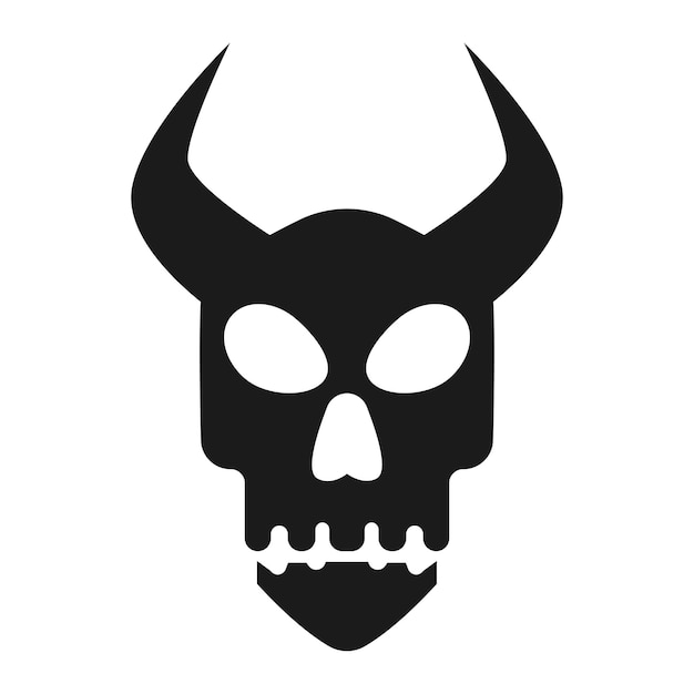 Vector devil skull vector black and white isolated icon