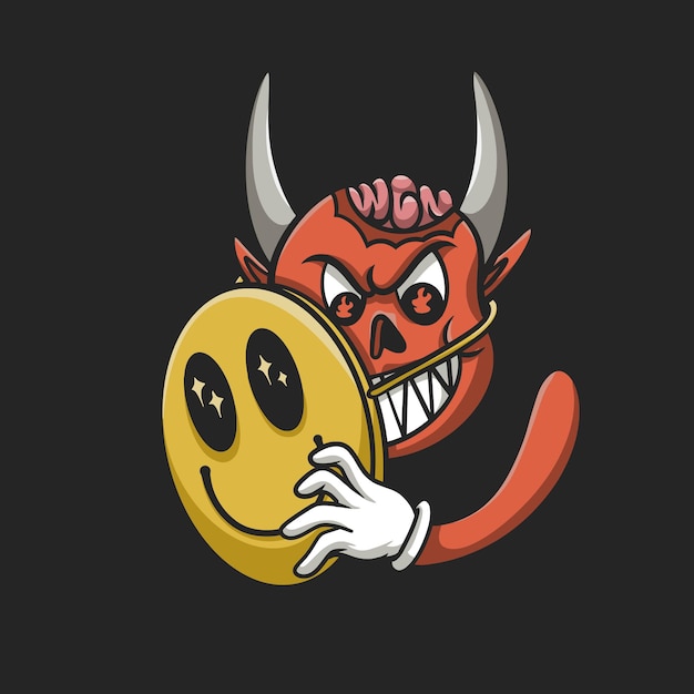 Devil Smiling Face Mask Streetwear Cartoon