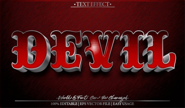 Devil Vector Text Effect Editable Alphabet Demon Horror Scary Black Red