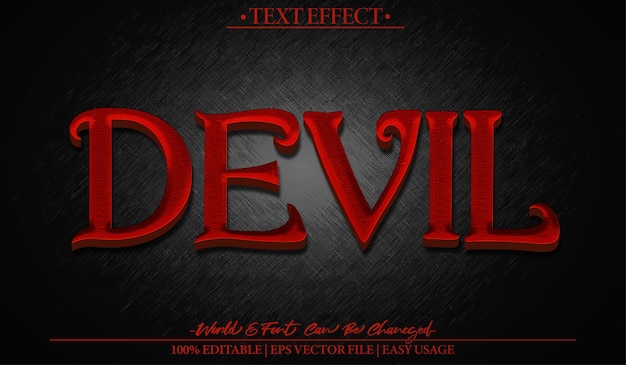 Vector devil vector text effect editable alphabet demon horror scary black red