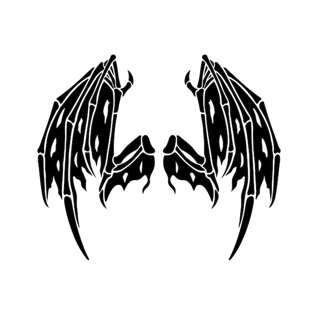 Vector devil wings logo tattoo design stencil vector illustration