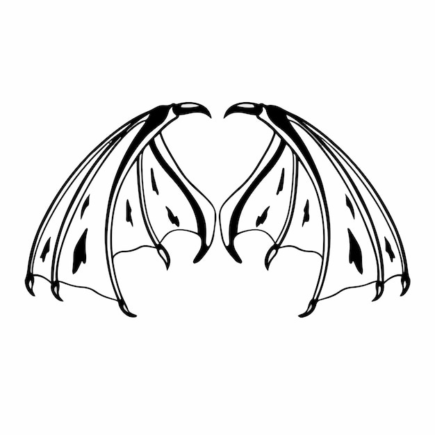 Vector devil wings logo tattoo design stencil vector illustration