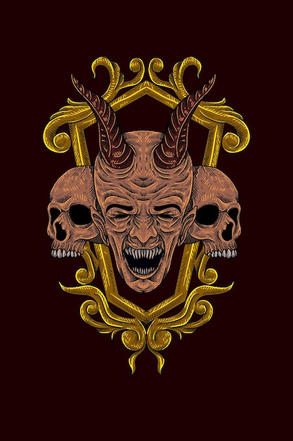 Devil with ornament vector illustration