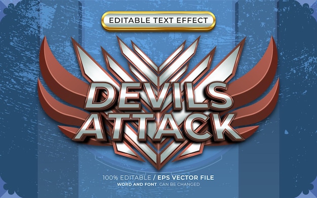 Devils Attack 3D Editable Text Effect With Winged Emblem Logo or Background