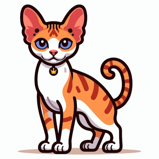 Devon Rex cat cartoon style logo