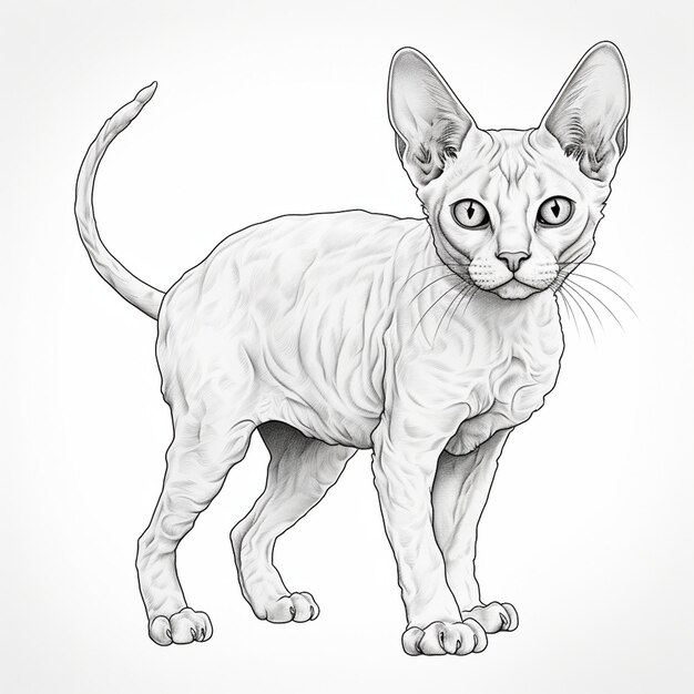 Vector devon rex kitten cat