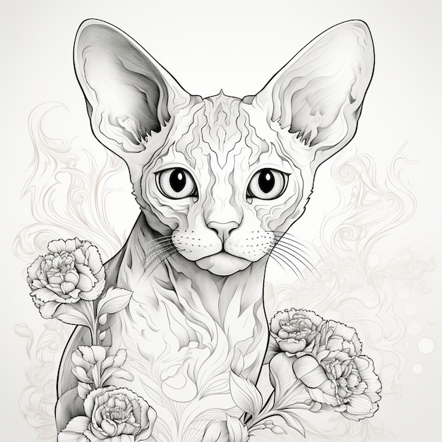 Vector devon rex kitten cat