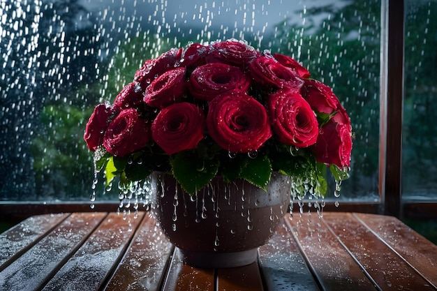 Dew drops on the petals of roses macro