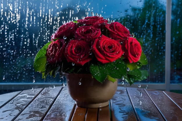 Dew drops on the petals of roses macro