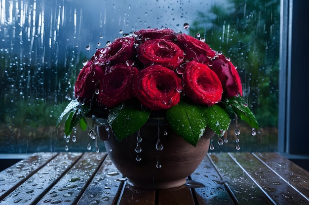 Dew drops on the petals of roses macro