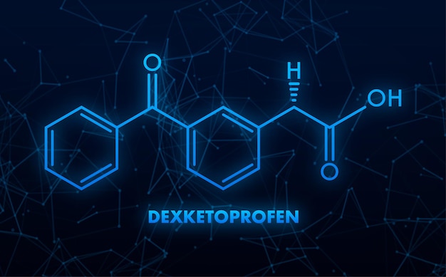 Dexketoprofen concept chemical formula icon label text font vector illustration