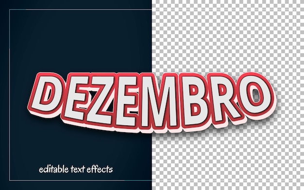 dezembro 3D editable text effect design