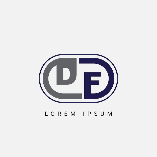 DF or FD Letter Logo Design with a Creative Cut Letter Initial Logo Design