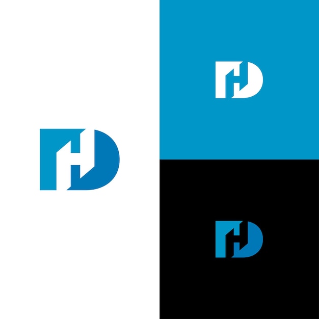 DH initial logo, minimal clean negative space logo