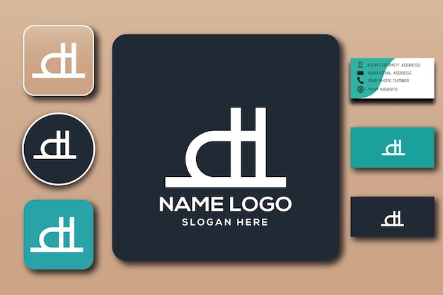 dH monogram logo template color editable