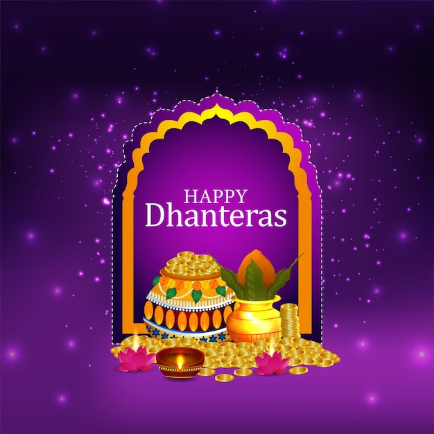 Dhanteras celebration and happy diwali festival background