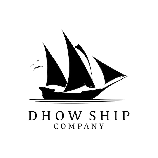 Dhow Ship Logo With Three Sails Blowing In The Wind