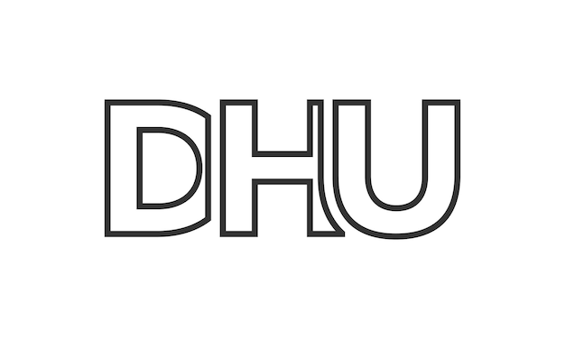 DHU logo design template with strong and modern bold text Initial based vector logotype featuring simple and minimal typography Trendy company identity