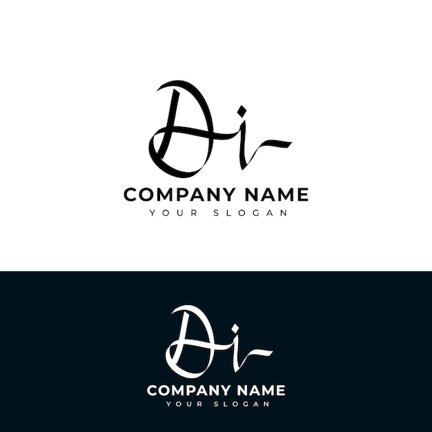 Di Initial signature logo vector design