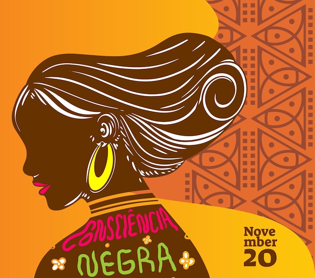 Dia da Consciencia Negra day flat design post 20 november