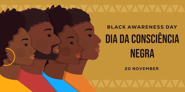 Dia da consciencia negra horizontal banner illustration