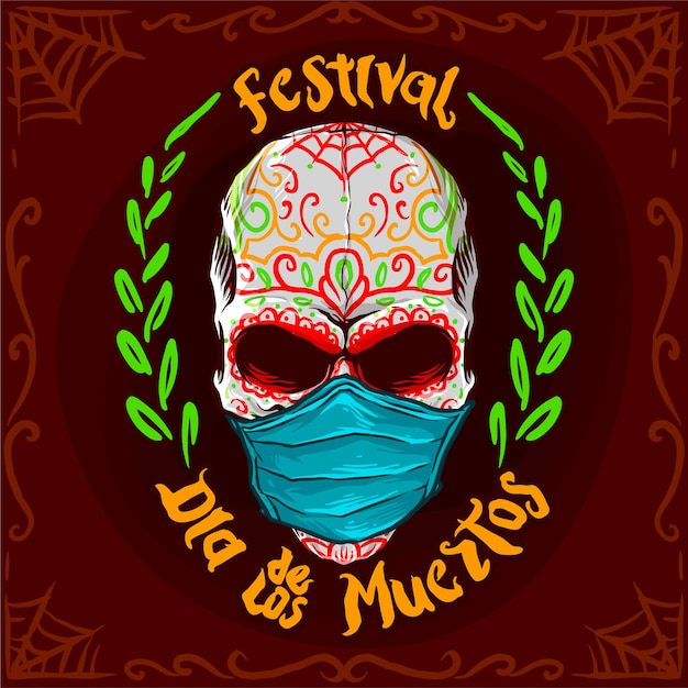 Dia de los muertos or day of the dead festival vector illustration