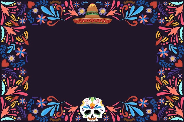 Vector dia de los muertos frame background