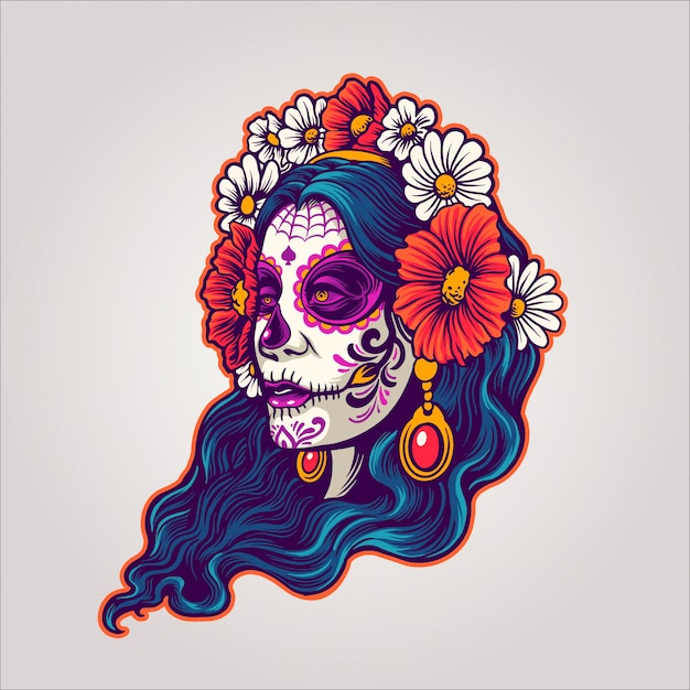 dia de los muertos girl and flower