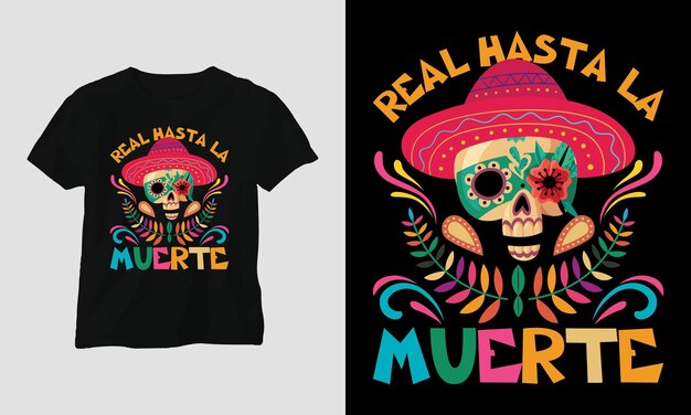 Dia de los muertos T-shirt Design Template, day of the dead Mexican festival