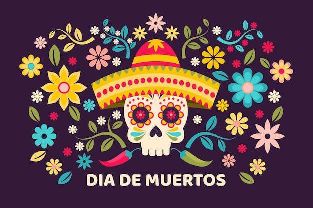 Dia de muertos background in flat design