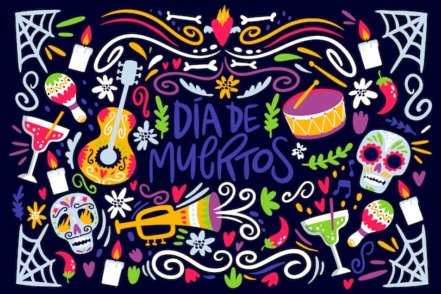 Dia de muertos background in flat design