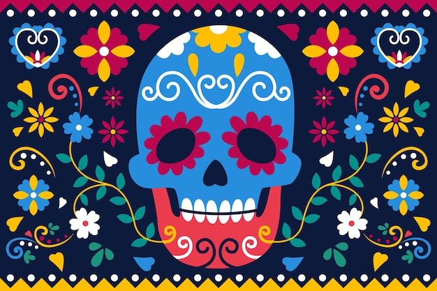 Día de muertos background in flat design