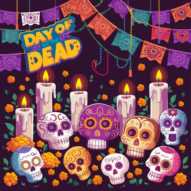 Vector dia de muertos mexican events background design day of the dead