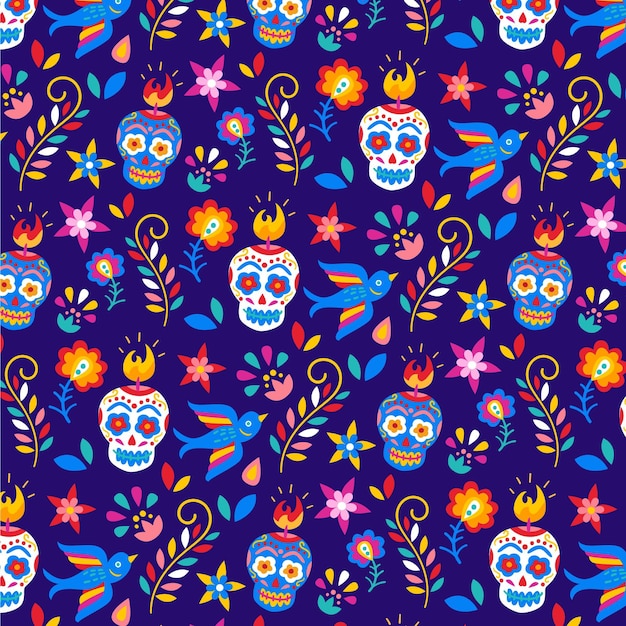 Dia de muertos pattern in flat design