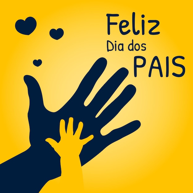 Dia dos pais card fathers day card with love and cute hand illustration