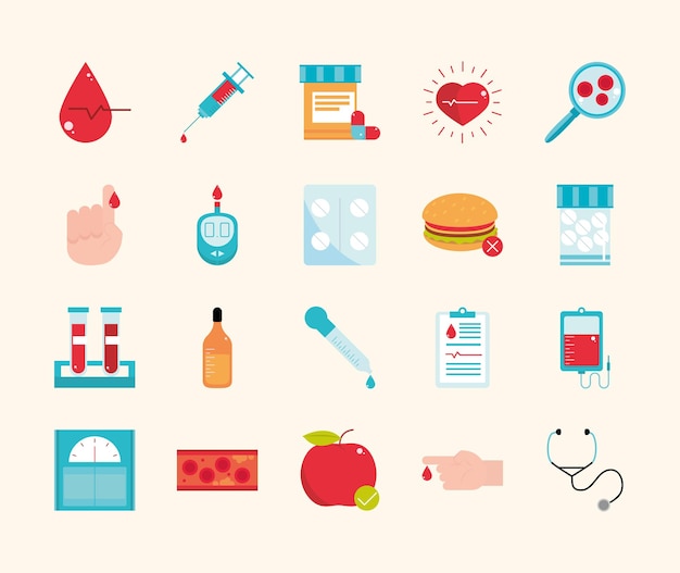 Diabetes medical icons