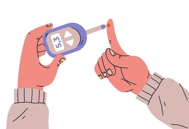 Diabetic blood glucose sugar test glucometer meter level concept graphic design illustration