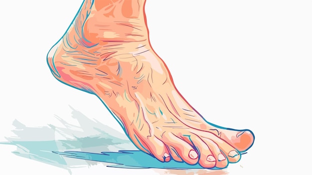 Diabetic Foot Symptom Handdrawn Vector Illustration