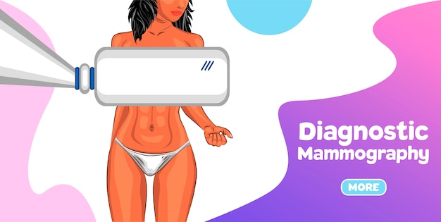 Diagnostic mammography banner. Mammography examination procedure in modern clinic.