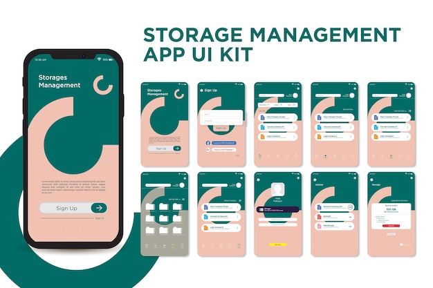 Diagonal geometric Storage Management App UI Kit Template draft