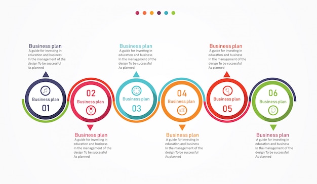 Diagram Business and Education By Step 6 vector illustration