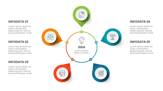 Diagram concept for infographic with 5 steps options parts or processes Business data visualization