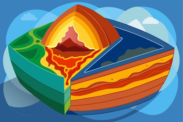 Vector diagram of earths layers crust mantle outer core inner core